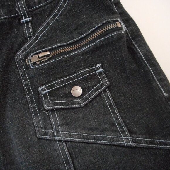 Venezia Denim Skirt Black Straight Womens Size 16 Vintage Y2K Contrast Stitching - Picture 10 of 13